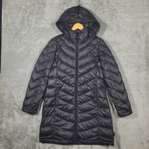 Calvin Klein Puffer Coat Womens M Black Packable Lightweight Premium Down Hooded